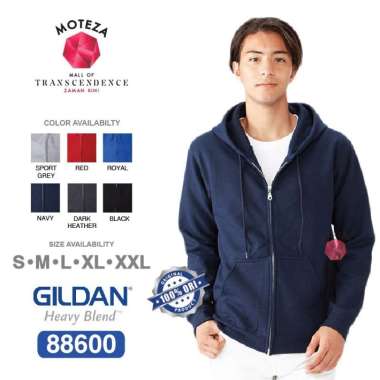 Jaket Sweater Zipper Hoodie Polos- GILDAN Heavy Blend 88600 - WARNA RED L
