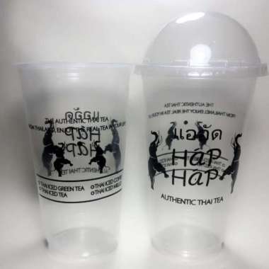 cup gelas Sablon Cup Gelas Plastik PP 16 Oz 7gr + Tutup + Desain