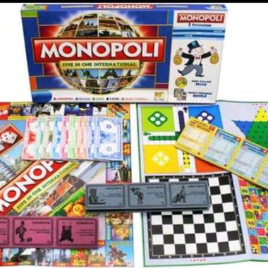 monopoli 5 in 1, monopoli, halma, ular tangga, ludo, catur