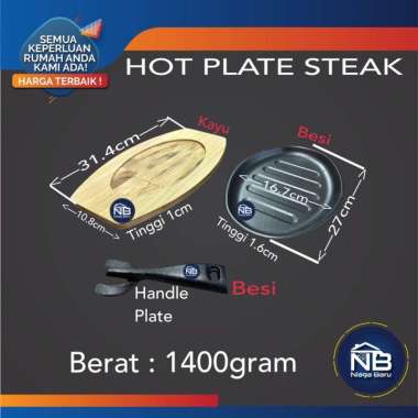 Hotplate / piring steak oval garis