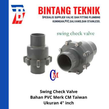 Swing Check Valve / Kleb Tabok PVC 4" inch Merk CM PVC