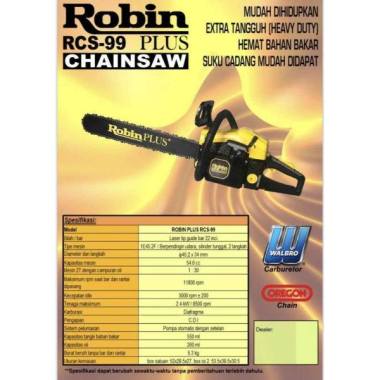 Mesin Potong Kayu Chainsaw Robin Tipe RCS-99 Complete Bar Baja 22 Inci