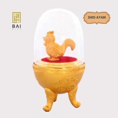 BAI GIFT Pajangan Patung Shio Ayam Lapis Emas 24K Patung Shio Ayam Lucu Hadiah Premium