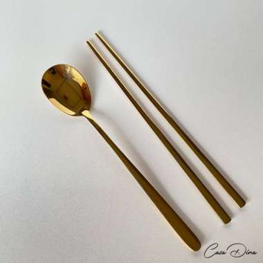 Sujeo Sendok Sumpit Korea Set Stainless Steel - Gold ORIGINAL 100 % Multicolor