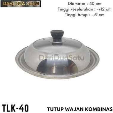 Tutup Wajan Panci Kuali Kombinasi Kaca Stainless Steel 40 cm