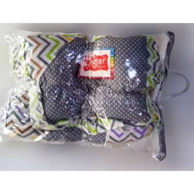 Bantal Guling Bayi Set Damar Motif (1 bantal peang 2 bantal guling) grey