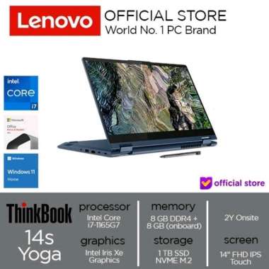 Lenovo Thinkbook 14s Yoga ITL 9GID || Core i7-1165G7 16GB 1TB M.2 Windows 11 Home+OHS 2Y 14β FHD IPS
