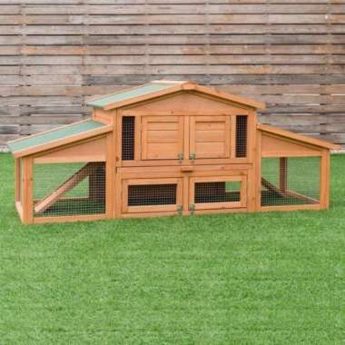 Pet House Kandang Kelinci Kayu Ukuran Besar 3 Tingkat Minimalis