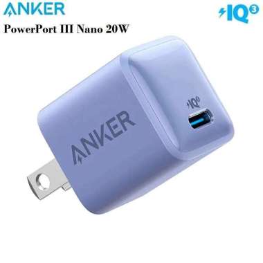 ANKER B8662 PowerPort III Colorful Nano 20W - Single USB-C PowerIQ 3.0 Ungu