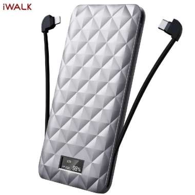 iWalk T10S - 10000mAh Powerbank - Built-in Cable Lightning and USB-C Perak