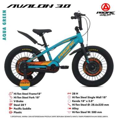 Sepeda Anak BMX 18 Inch PACIFIC AVALON 3.0 STEEL New Aqua Green