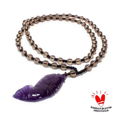Vee Kalung Liontin Pria Wanita Batu Kecubung Ungu Model Ikan Kalung Liontin Terapi Kesehatan UNGU