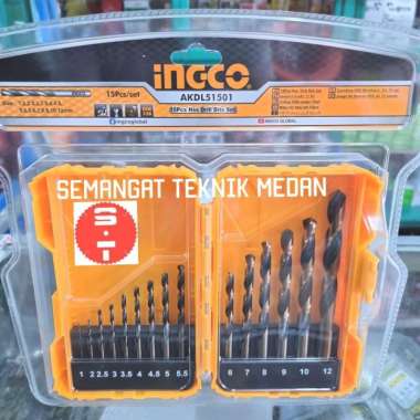 15pcs AKDL51501 MATA BOR SET BESI METAL KAYU 1 - 12mm SET 15pcs INGCO