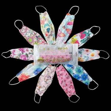 Masker Careion Kf94 Dewasa Anak BATIK Bunga Kupu Halloween Glitter KUPU KUPU