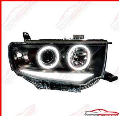 HEADLAMP - MITSUBISHI PAJERO SPORT 2009-2015 - BLACK - LIGHTBAR