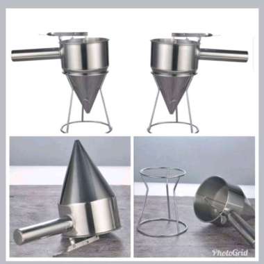 Corong Piston Dispenser Adonan Pancake Stainless Steel + Stand Premium /Corong Adonan Kue