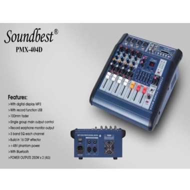 Power Mixer SOUNDBEST PMX 404D / PMX404D / PMX-404D 4 CHANNEL ORIGINAL
