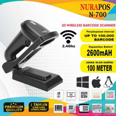 Barcode Scanner Up To 100M NURAPOS N-700D 1D/2D Wireless Bluetooth