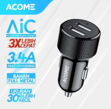 Acome Car Charger 2 Port 3.4A ACC03 [ charger di mobil ] --