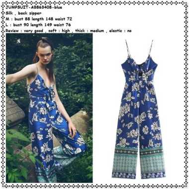 AB863408 Jumpsuit Celana Panjang Kulot Pesta Bunga Wanita Korea Import