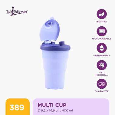 Twin Tulipware Multi Cup 400 ML Botol MInum Blue Diamond