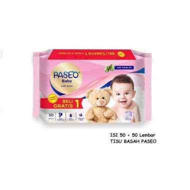 TISU BASAH PASEO BABY 50S + 50S JOJOBA OIL