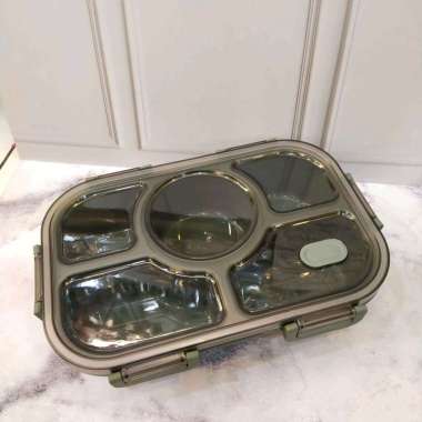 TEMPAT MAKAN BENTO 5 SEKAT//LUNCH BOX hijau