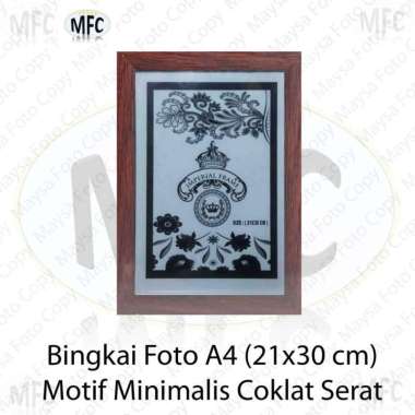 bingkai/pigura/frame A4 (21x30) minimalis 3 cm hitam dan putih Coklat Serat