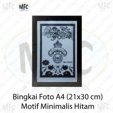 bingkai/pigura/frame A4 (21x30) minimalis 3 cm hitam dan putih Hitam