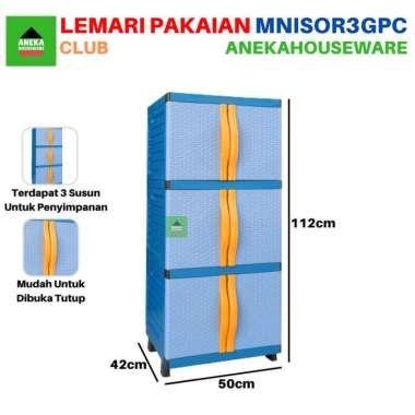 Lemari Pakaian Plastik Mini Susun 3 MNISOR3GSP Club