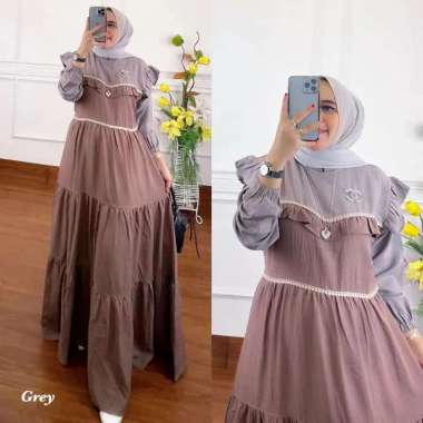 JESLA FASHION KENZA DRESS BL CRINKLE BAJU GAMIS CRINKLE SIMPLE MAXY DRESS CRINKLE DRESS CASUAL BAJU 