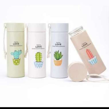 Botol Air Minum Kaca 400 Ml Kaktus