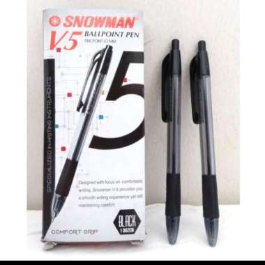 Pulpen Snowman V5 Hitam Biru