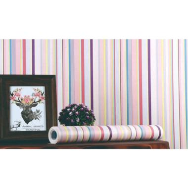 Oem Motif Garis Wallpaper Dinding Pelangi 10 M X 45 Cm