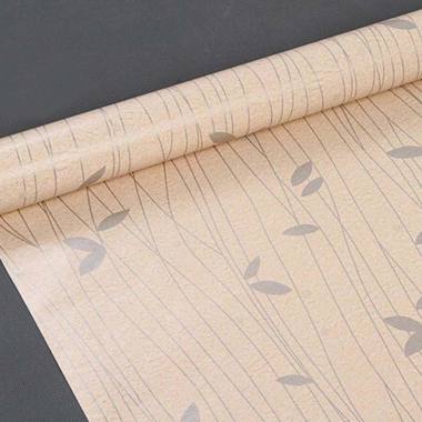 OEM Motif Gelombang Garis Daun Krem Wallpaper Dinding [10m x 45 cm] - KREM