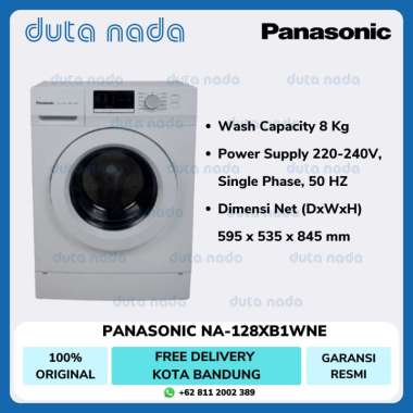 PANASONIC MESIN CUCI 1 TABUNG FRONT LOADING 8Kg NA-128XB1WNE