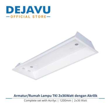 Armatur/Rumah Lampu set Lampu Philips TKI 2x36Watt dengan Akrilik