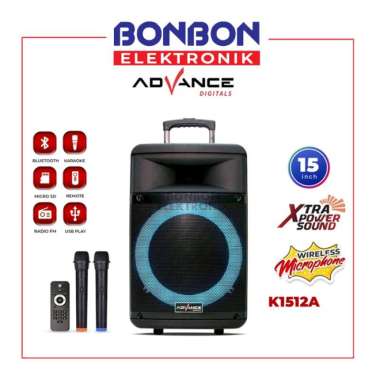 Advance Speaker Meeting Bluetooth Aktif 15" K1512A + 2 Mic Karaoke