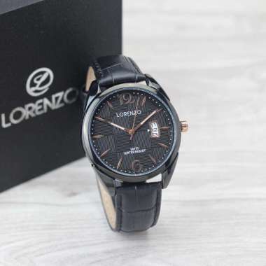 Jam Tangan Pria Lorenzo Oriignal Strap Kulit Berkualitas Tanggal Aktif Free Box dan Garansi L77925 H