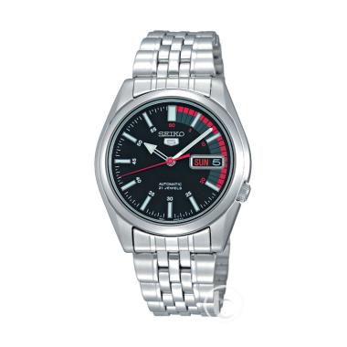 Seiko 5 Automatic 21 Jewels Jam Tangan Pria [SNK-369/375K1/ Original] Black Silver