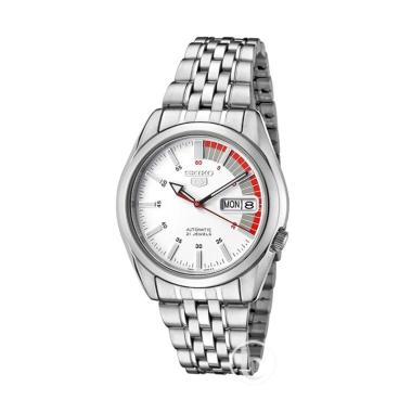 Seiko 5 Automatic 21 Jewels Jam Tangan Pria [SNK-369/375K1/ Original] White Silver