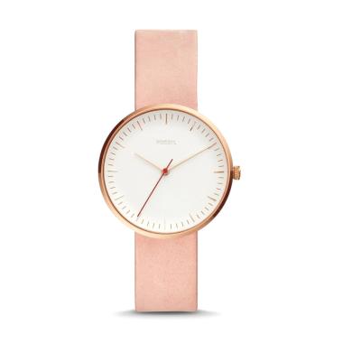 Fossil Essentialist Three-Hand Leather Jam Tangan Wanita [Original] Beige Rose gold