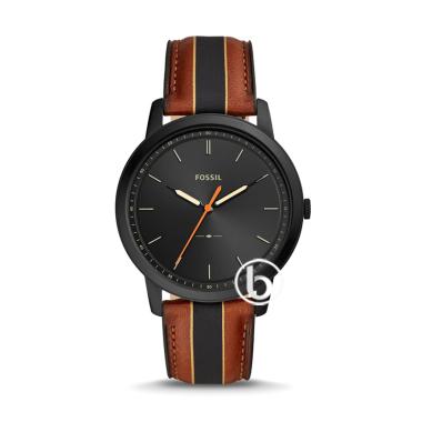 Fossil The Minimalist Striped Jam Tangan Pria [Original/ 5555] Black Brown