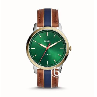 Fossil The Minimalist Striped Jam Tangan Pria [Original/ 5555] Green Brown