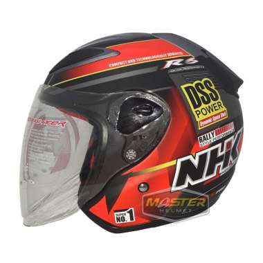 HELM NHK R6 RALLY 02 BLACK SILVER DOFF / GLOSSY HALF FACE M BLACK ORANGE DOFF