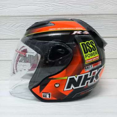 HELM NHK R6 RALLY 02 BLACK SILVER DOFF / GLOSSY HALF FACE XL BLACK ORANGE