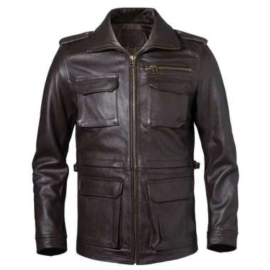 jaket kulit safari pria original 100%/jaket kulit asli kambing Garut model safari XL