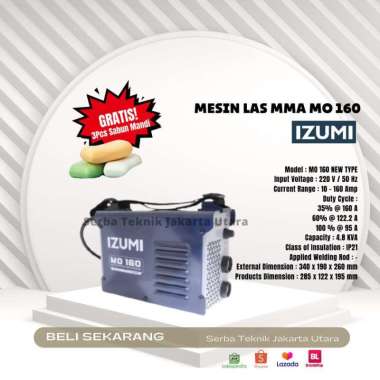MESIN LAS IZUMI MO 160 / TRAVO LAS INVERTER IZUMI MMA 160 A denganBublewrap