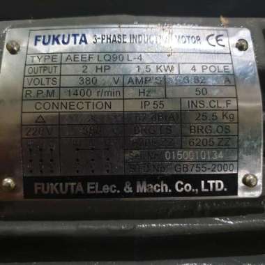 Fukuta Dinamo Elektro Motor 2 HP 2P/4P/6P 2