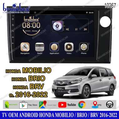 Brainbox TV Mobil OEM Honda Brio Mobilio BRV 2016-2022 Android Headunit Tape Mobil Head Unit 2GB + 3